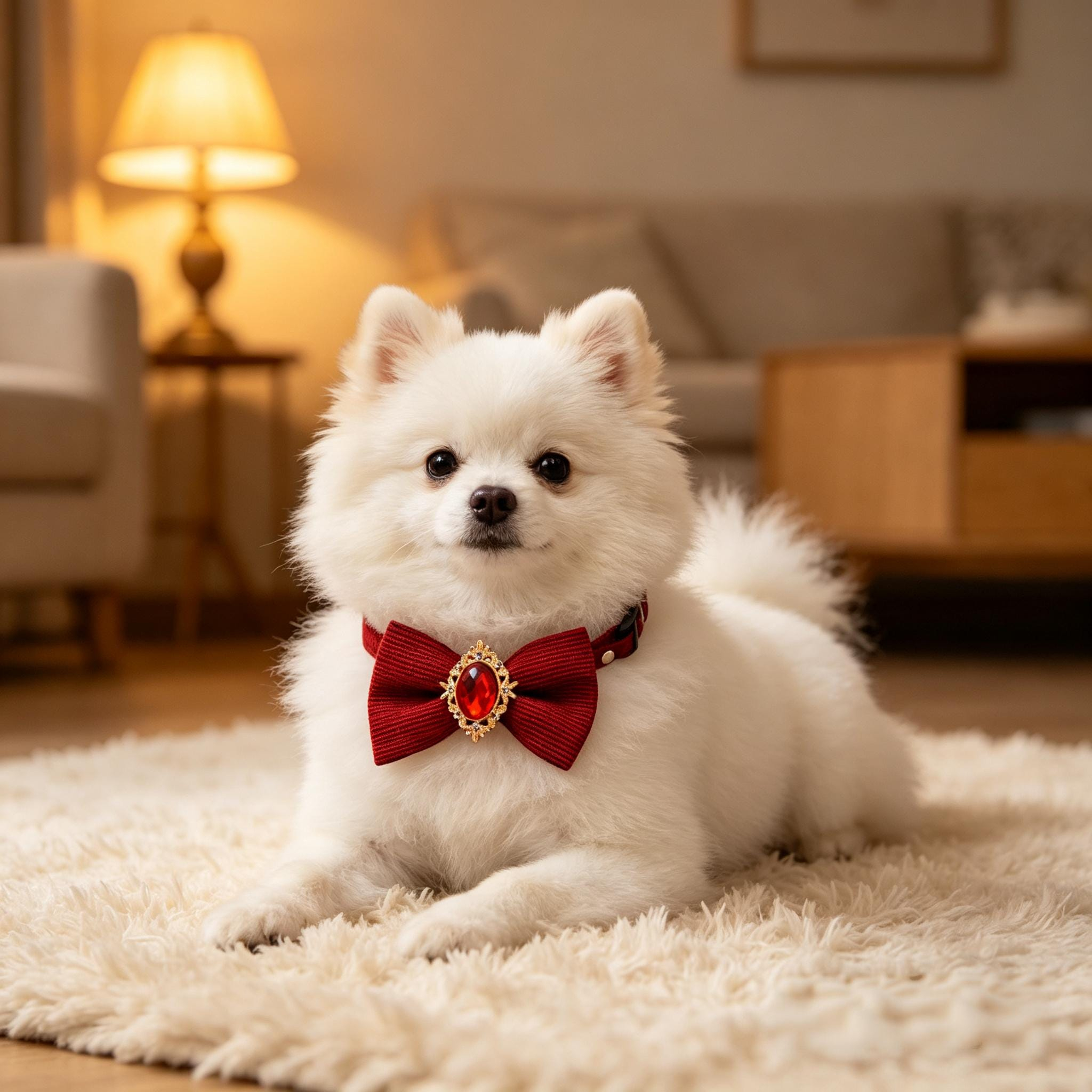 Black Striped Bow Tie Pet Collar with Gold Oval Gem Charm - Image 3