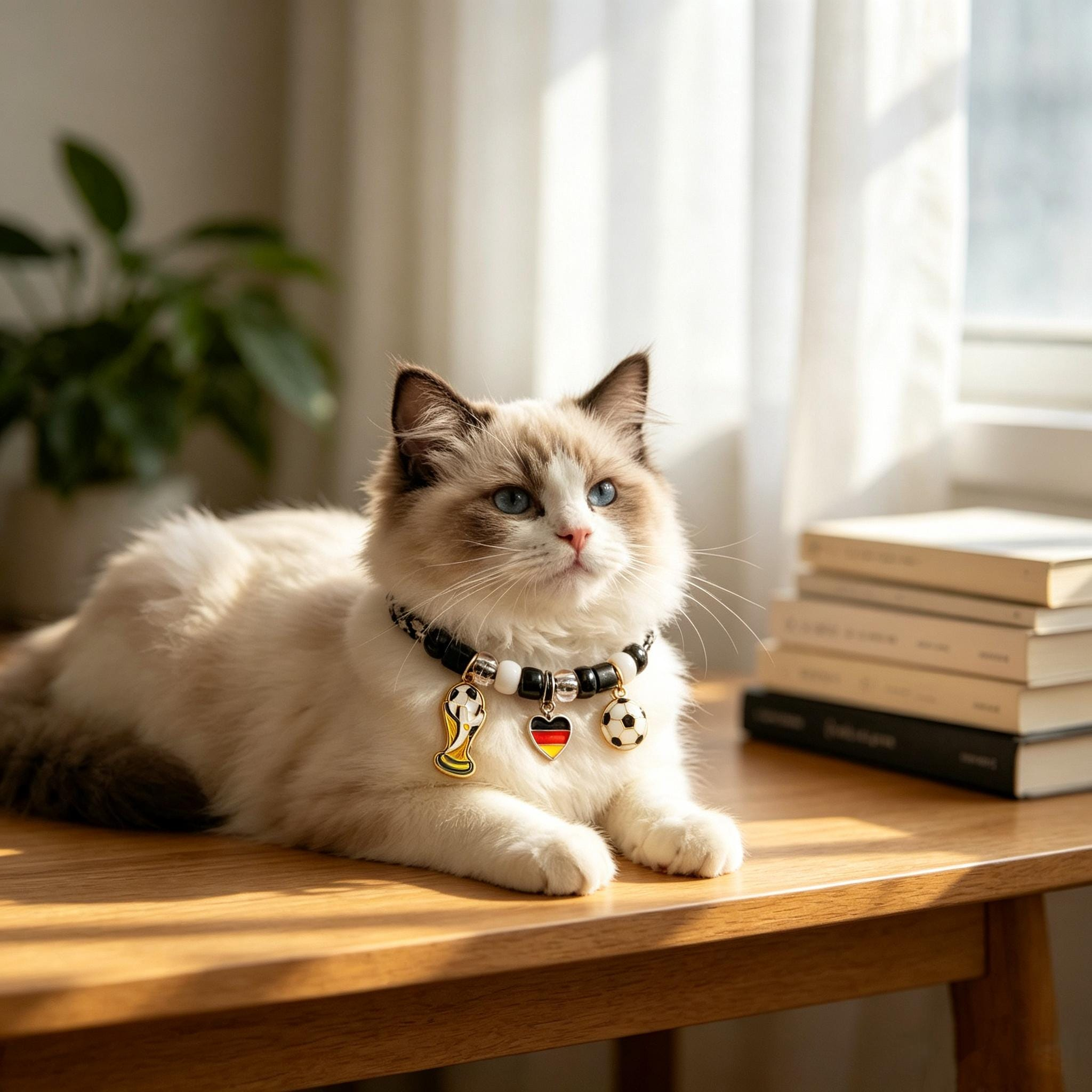 Champion Trophy Soccer Charm Beaded Pet Necklace Collar