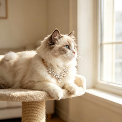 Gold Crystal Floral Vine Pet Necklace Collar