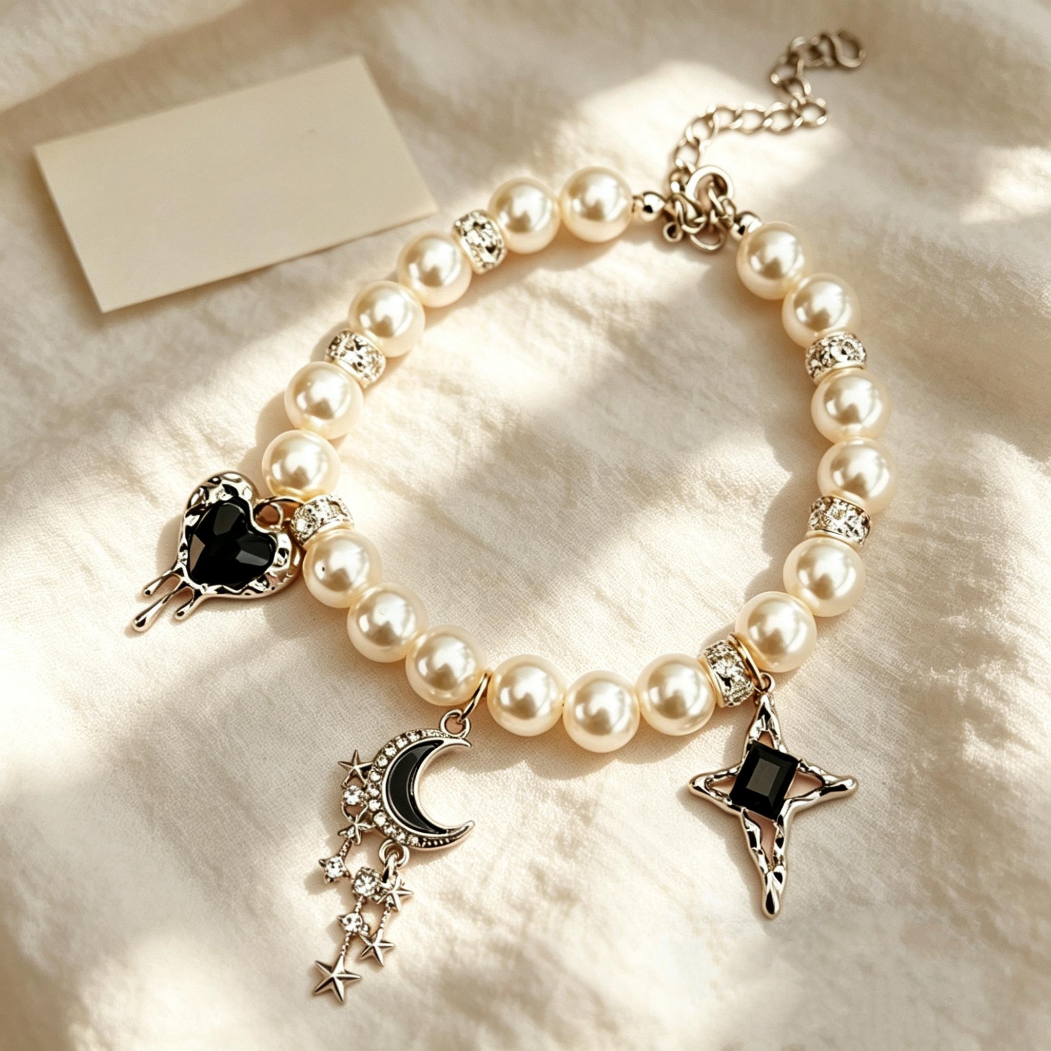 Gothic Red Spider Pearl Beaded Pet Necklace Collar - Image 2