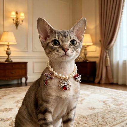 Gothic Red Spider Pearl Beaded Pet Necklace Collar