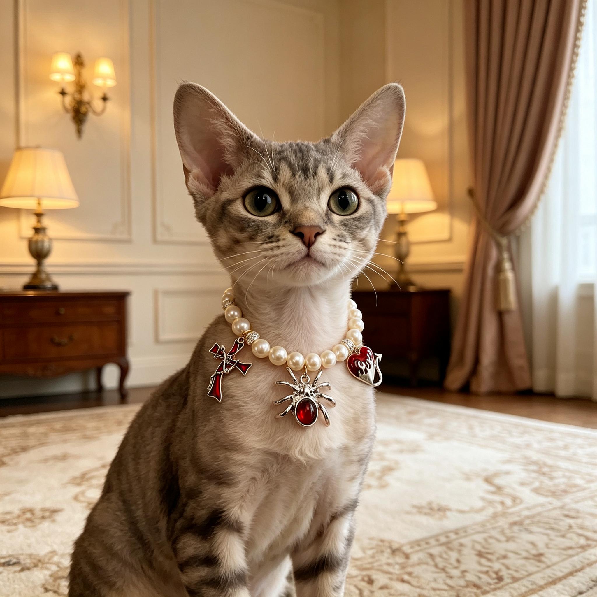 Gothic Red Spider Pearl Beaded Pet Necklace Collar