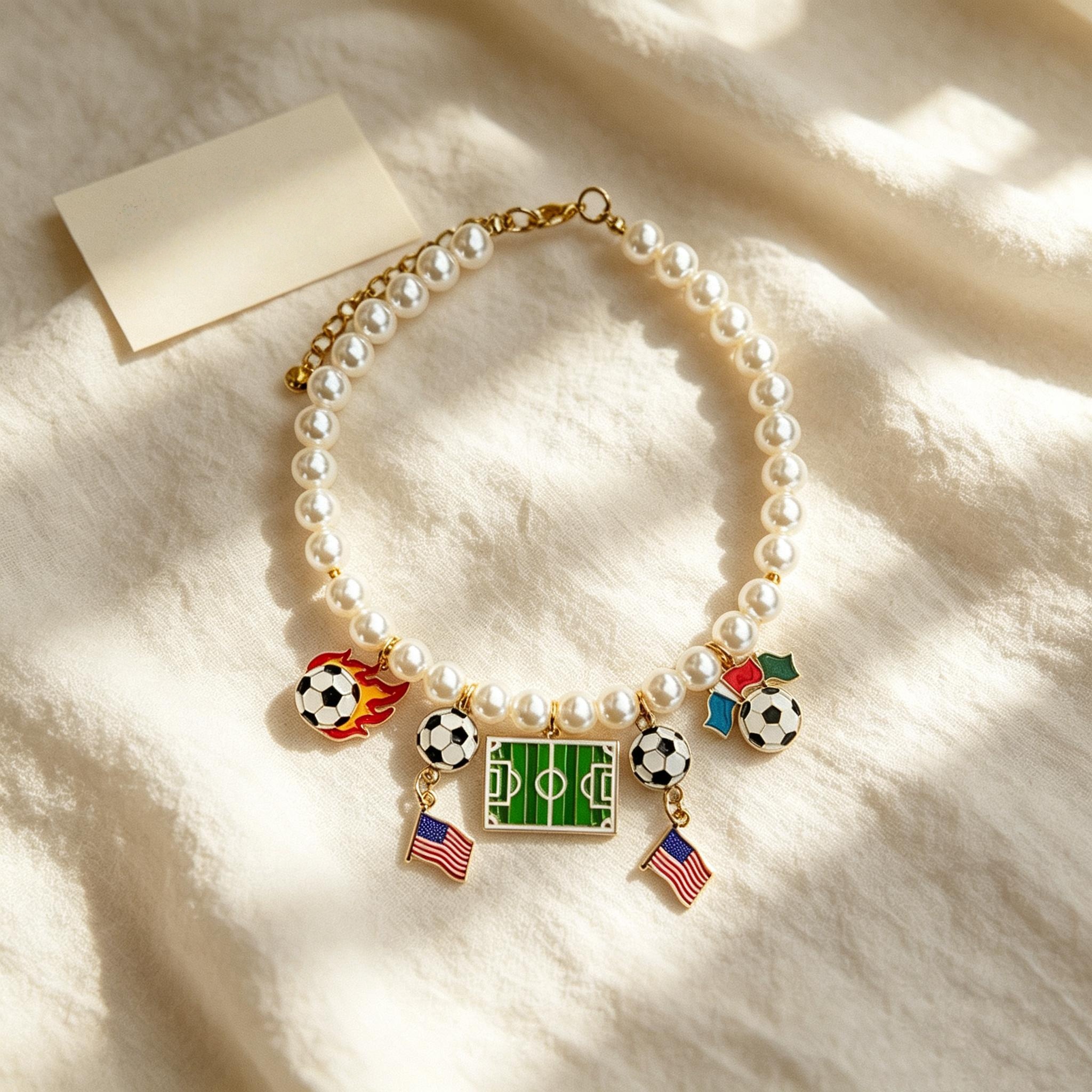 Lucky Game Charm Pearl Beaded Pet Necklace Collar - Image 4
