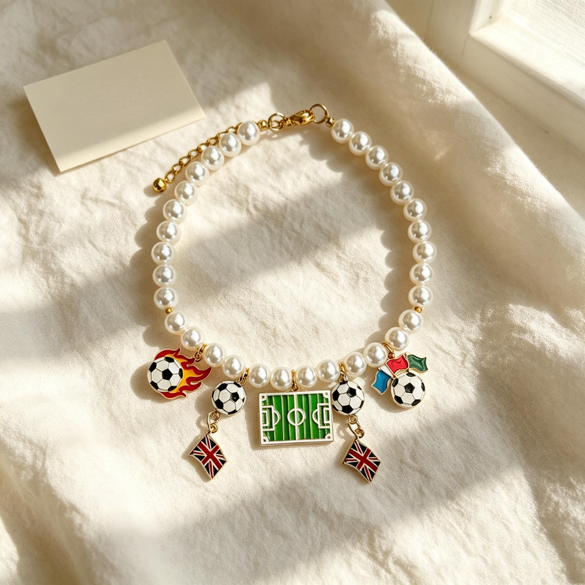 Lucky Game Charm Pearl Beaded Pet Necklace Collar - Image 3
