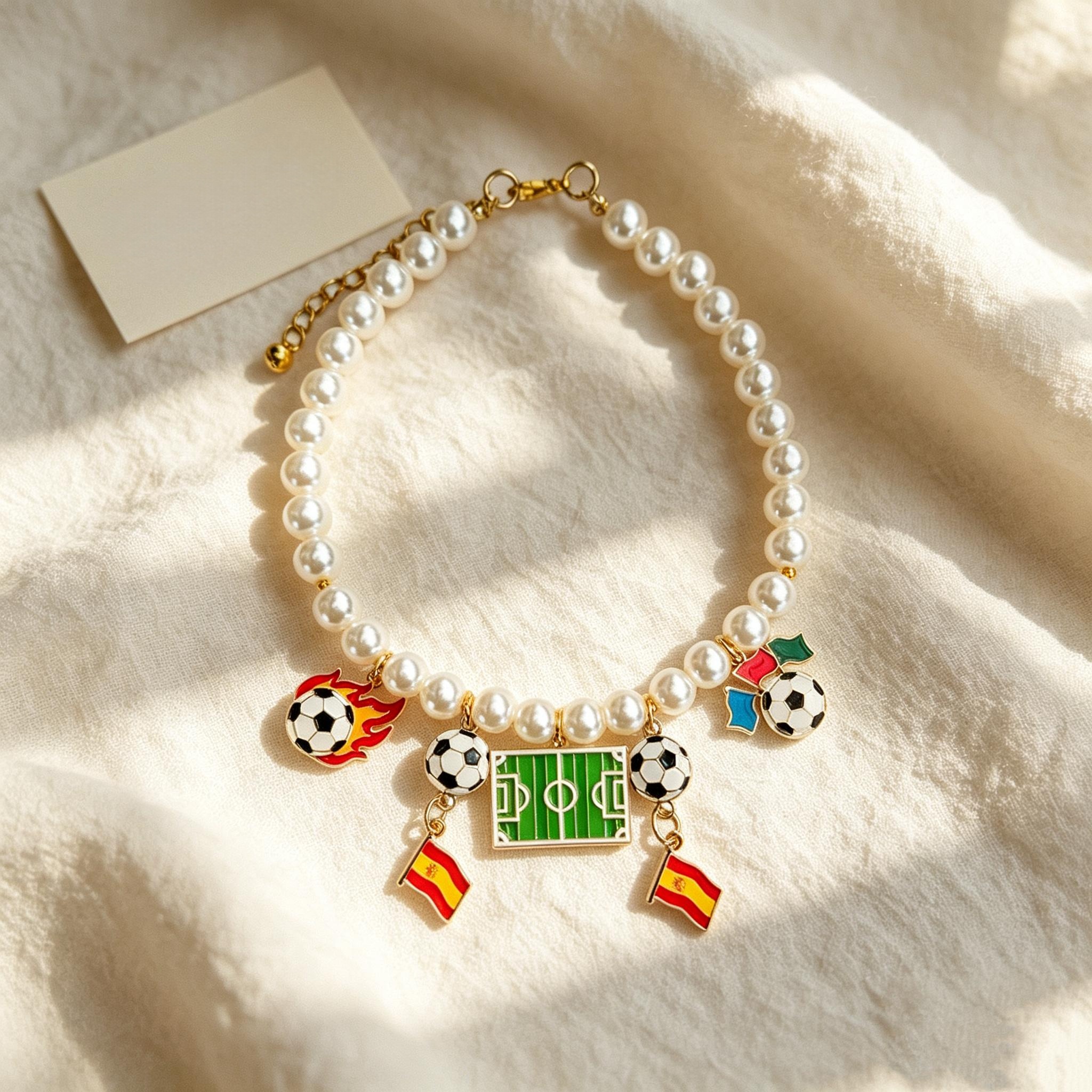 Lucky Game Charm Pearl Beaded Pet Necklace Collar - Image 2