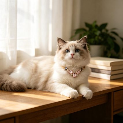 Pink Blue Crystal Gemstone Pet Necklace Collar