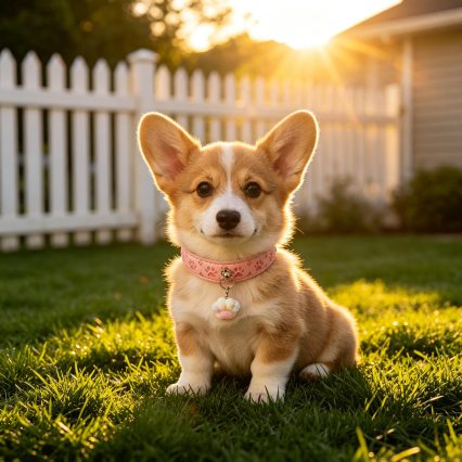Pink Star Pattern Pet Collar with Pastel Cloud Charm